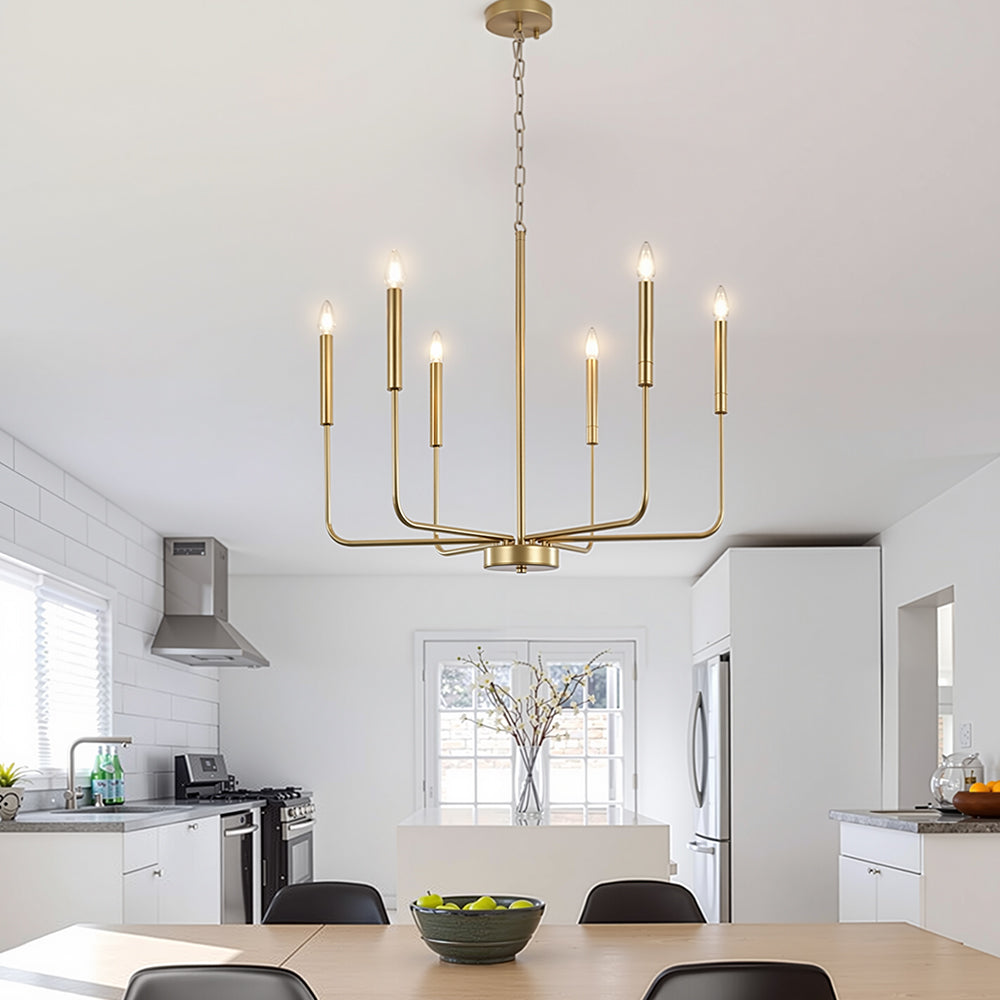 Modern Industrial Iron Chandelier | 6/8 Bulb Geometric Ceiling Light in Black or Gold | Brick by Brick