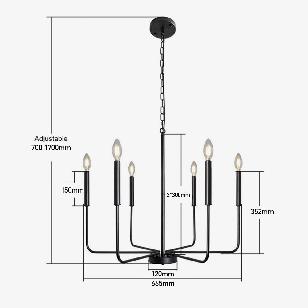 Modern Industrial Iron Chandelier | 6/8 Bulb Geometric Ceiling Light in Black or Gold | Brick by Brick