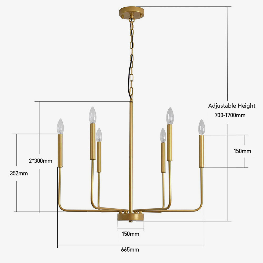 Modern Industrial Iron Chandelier | 6/8 Bulb Geometric Ceiling Light in Black or Gold | Brick by Brick