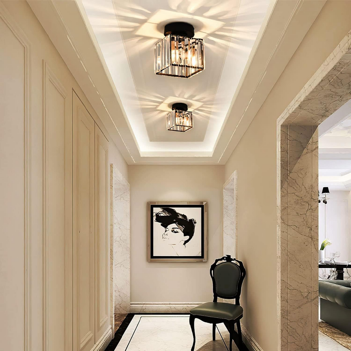 Modern Black Flush Mount Ceiling Light | Stylish Hallway Fixture | Brass & Crystal | 5-10 sqm | Brick by Brick London
Sleek Flush Mount Ceiling Light | Modern Black Brass & Crystal Fixture | Ideal for Hallways | 5-10 sqm | Brick by Brick London 2
