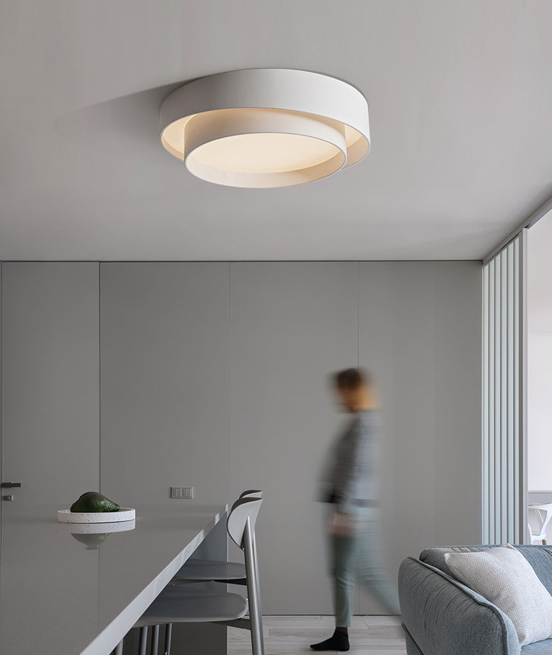 Modern Nordic White Metal LED Flush Mount Ceiling Light | Dimmable Fixture | Sizes 16, 20, 24 | Elegant Ceiling Light for Living Room, Bedroom & Hallway | Brick by Brick London 5