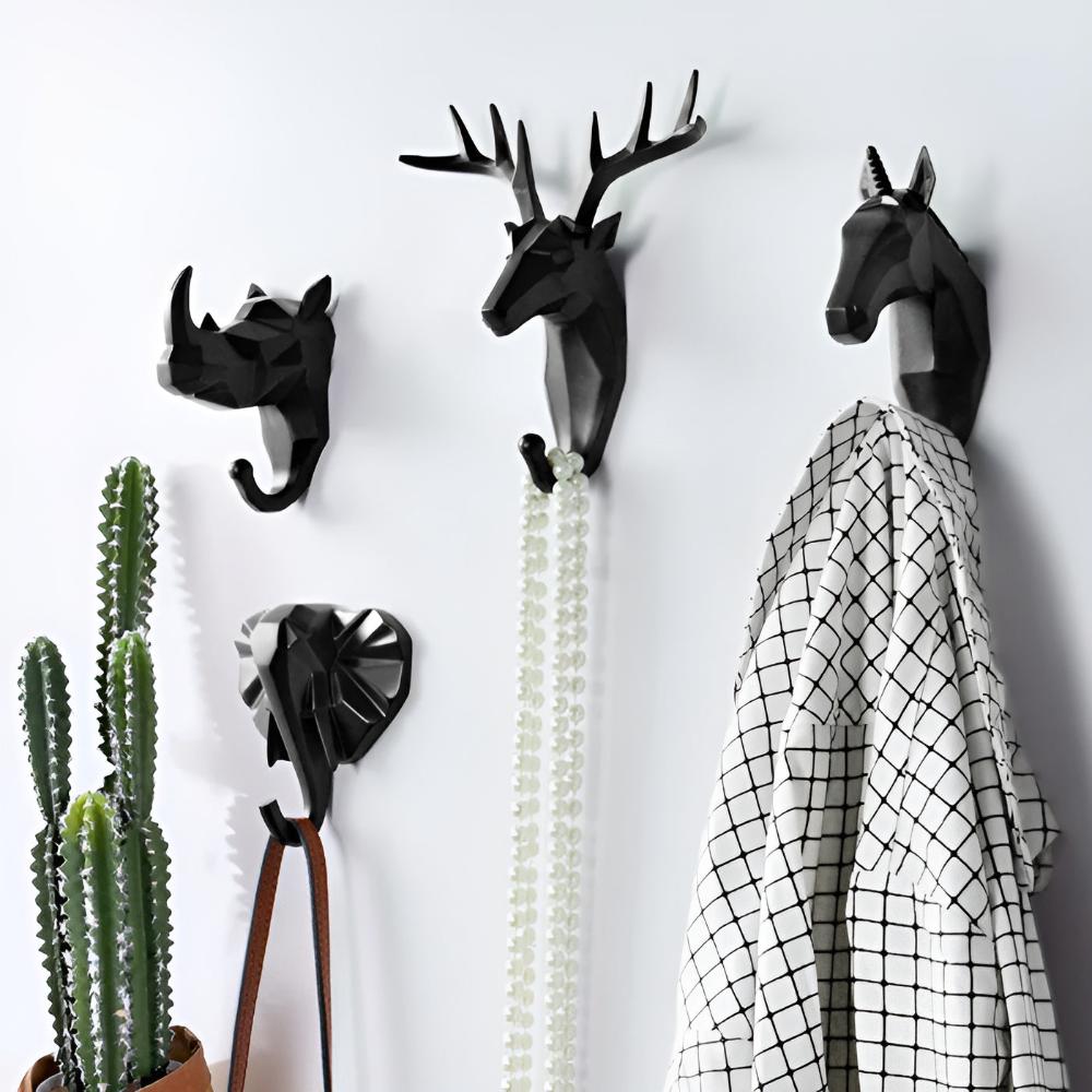 Resin Animal Wall Hook | Deer/Elephant/Unicorn | Onyx/Gold/Ivory | Durable & Decorative | Brick by Brick