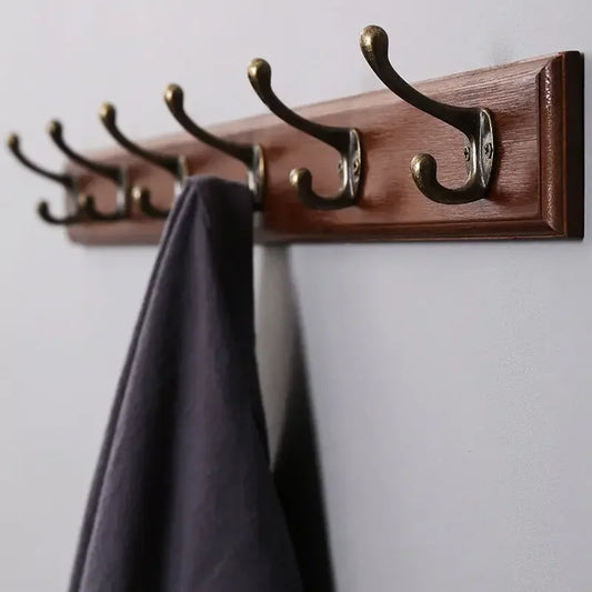 Wall-Mounted Coat Rack | Solid Wood Entryway Organizer | Rustic Space-Saving Hooks | Brick by Brick
