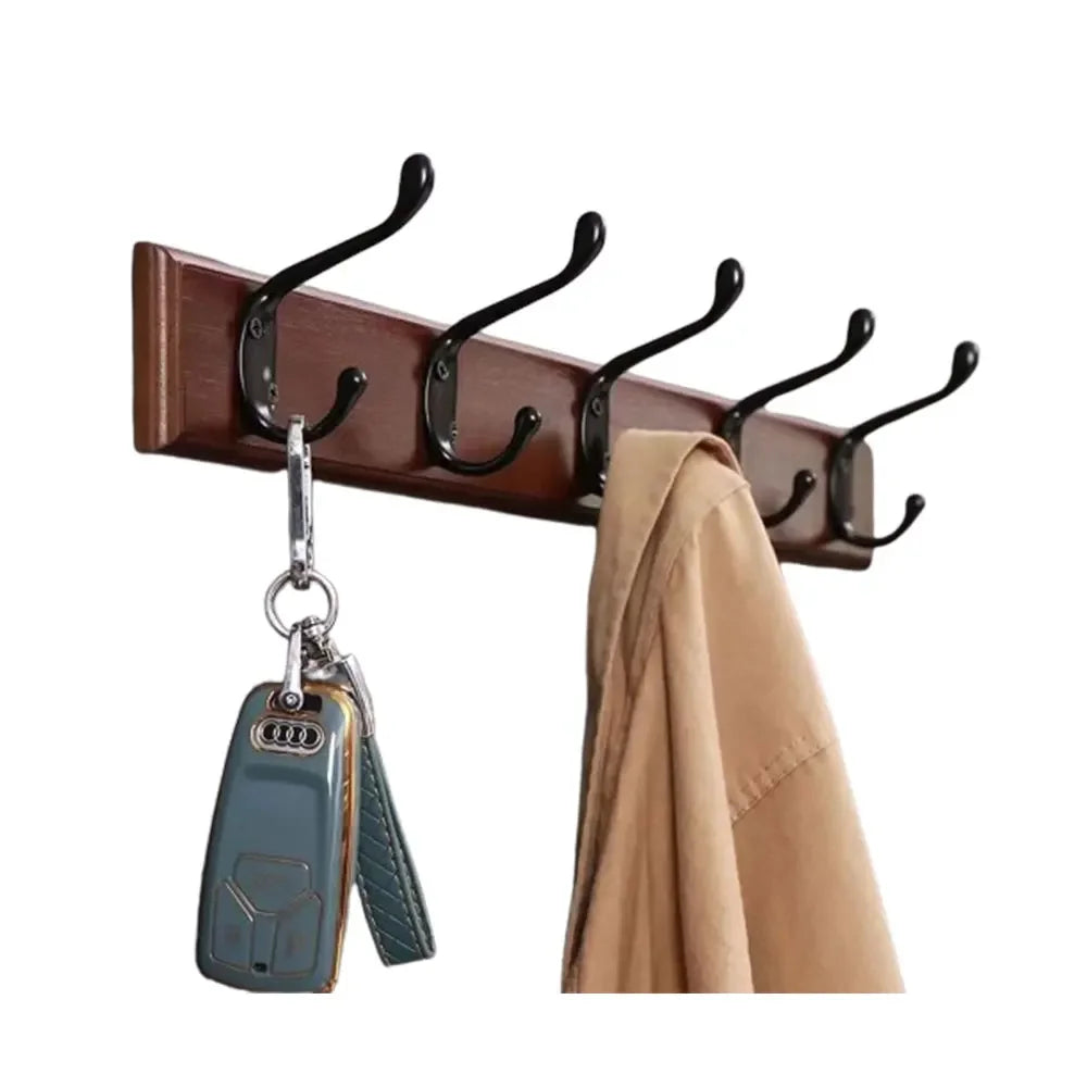 Wall-Mounted Coat Rack | Solid Wood Entryway Organizer | Rustic Space-Saving Hooks | Brick by Brick
