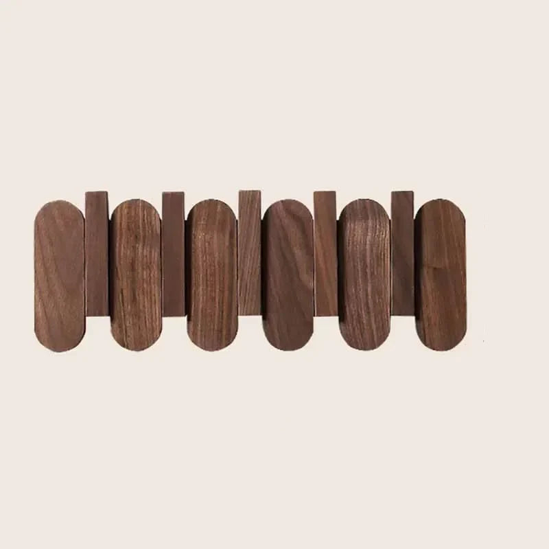 Walnut Wall Coat Rack | 9.45-19.69 x 5.12 in | Wooden Entryway Organizer | Space-Saving Storage Hooks | Brick by Brick