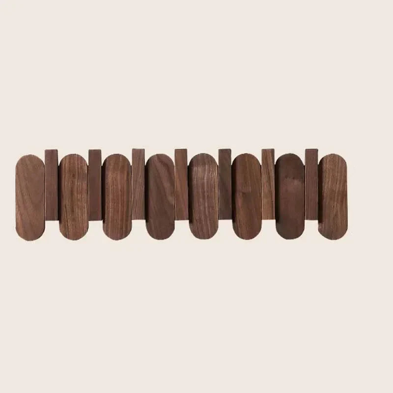 Walnut Wall Coat Rack | 9.45-19.69 x 5.12 in | Wooden Entryway Organizer | Space-Saving Storage Hooks | Brick by Brick