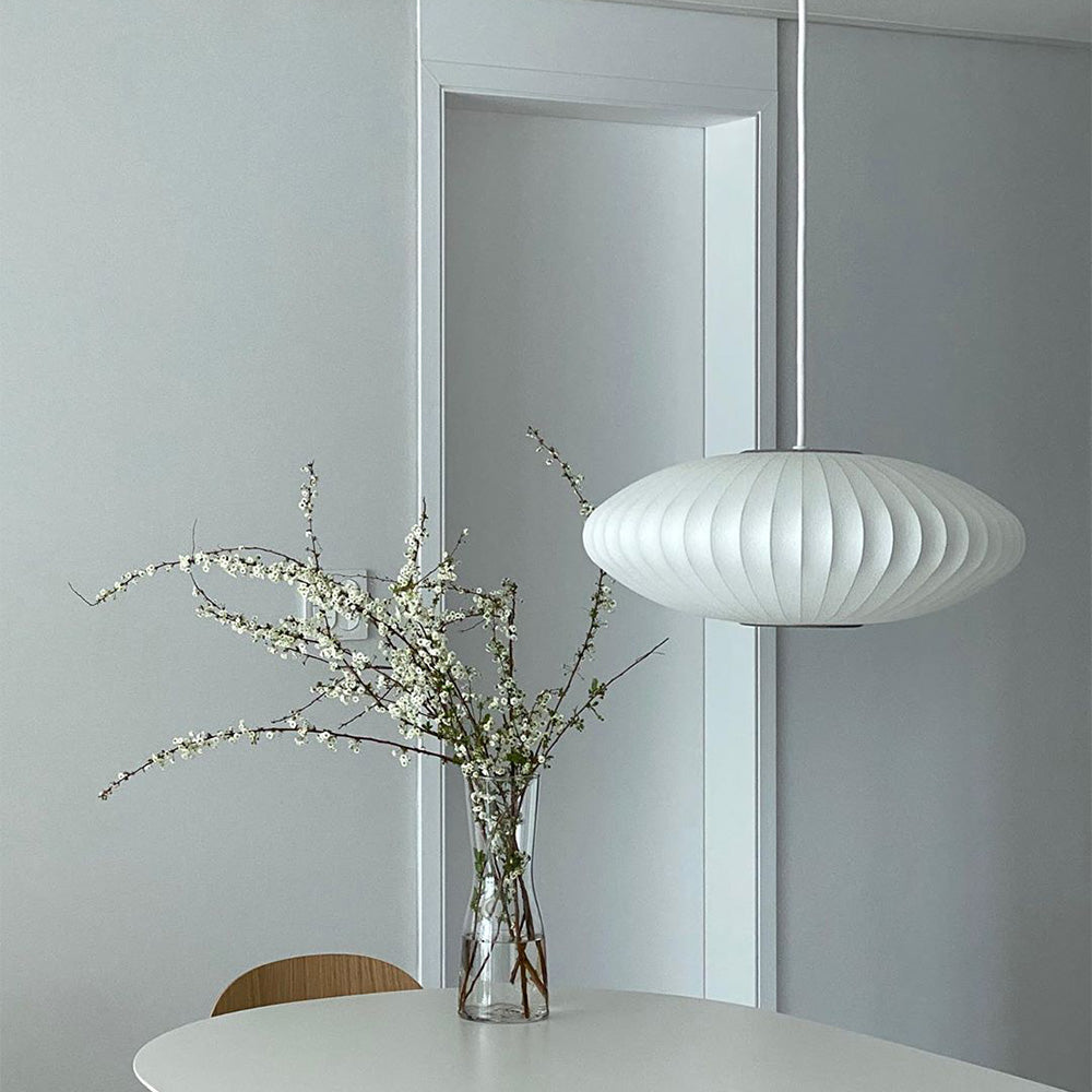 Scandinavian Pendant Light | Minimalist White Saucer Shade | Cozy Indoor Lighting | Brick by Brick
