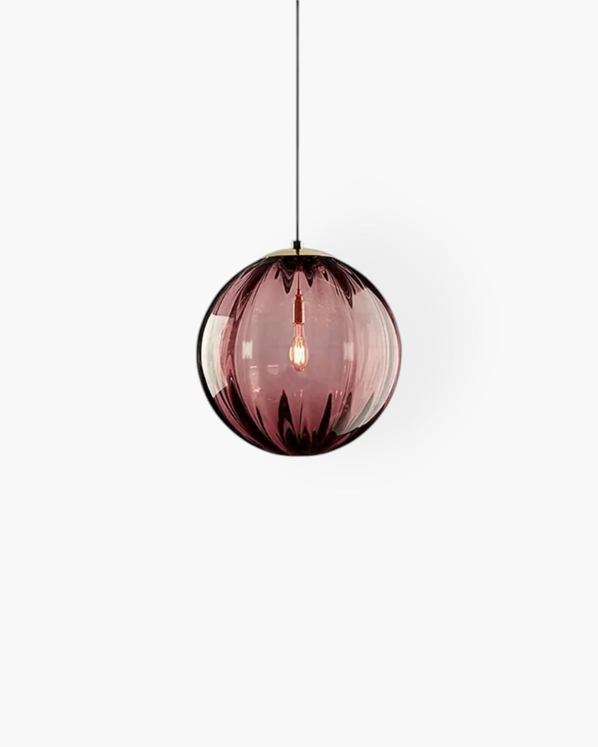 Hanging Pendant Lamp | Amber Glass Globe | Retro Modern Ceiling Light | Adjustable Cable Fixture | Brick By Brick