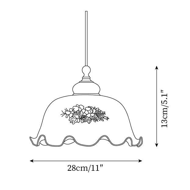 Vintage Floral Glass Pendant Light | 11 x 5.1 in | Floral Shade | Elegant Vintage Hospitality Lighting | Brick by Brick