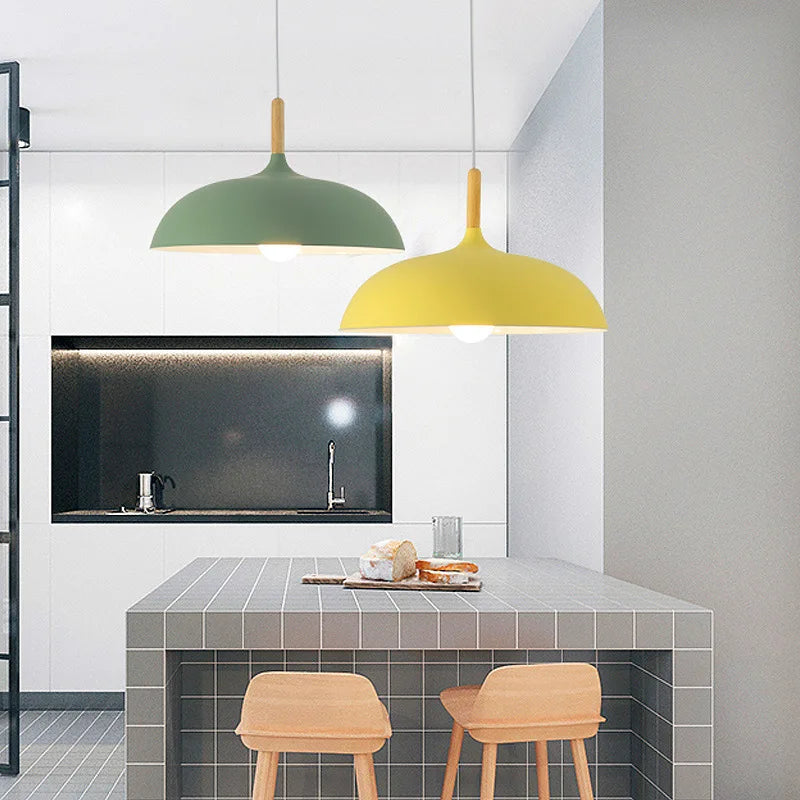 Scandinavian Pendant Light | Oak & Iron | Adjustable Height | E27 Bulb | Minimalist Nordic Design