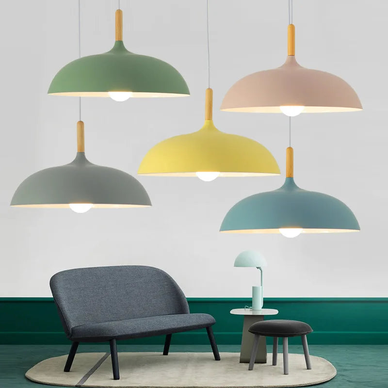 Scandinavian Pendant Light | Oak & Iron | Adjustable Height | E27 Bulb | Minimalist Nordic Design