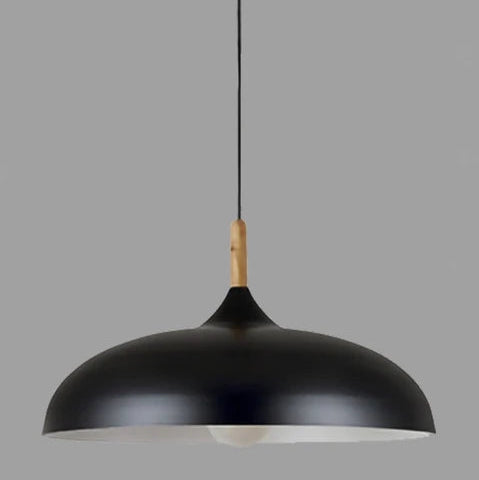 Scandinavian Pendant Light | Oak & Iron | Adjustable Height | E27 Bulb | Minimalist Nordic Design