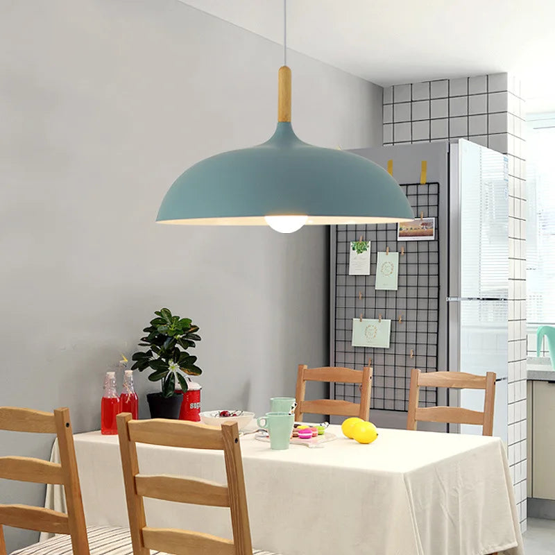 Scandinavian Pendant Light | Oak & Iron | Adjustable Height | E27 Bulb | Minimalist Nordic Design