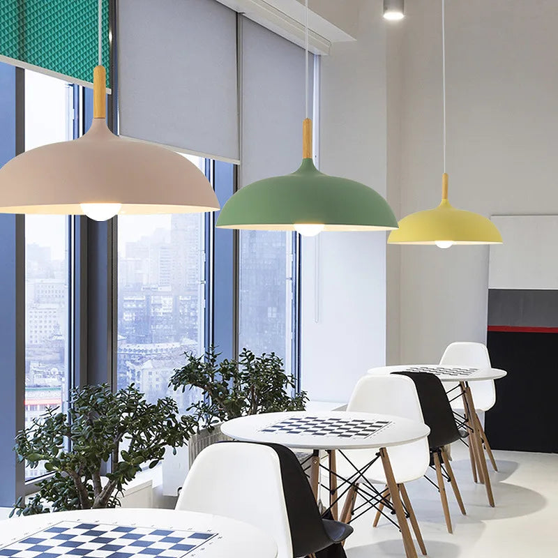 Scandinavian Pendant Light | Oak & Iron | Adjustable Height | E27 Bulb | Minimalist Nordic Design