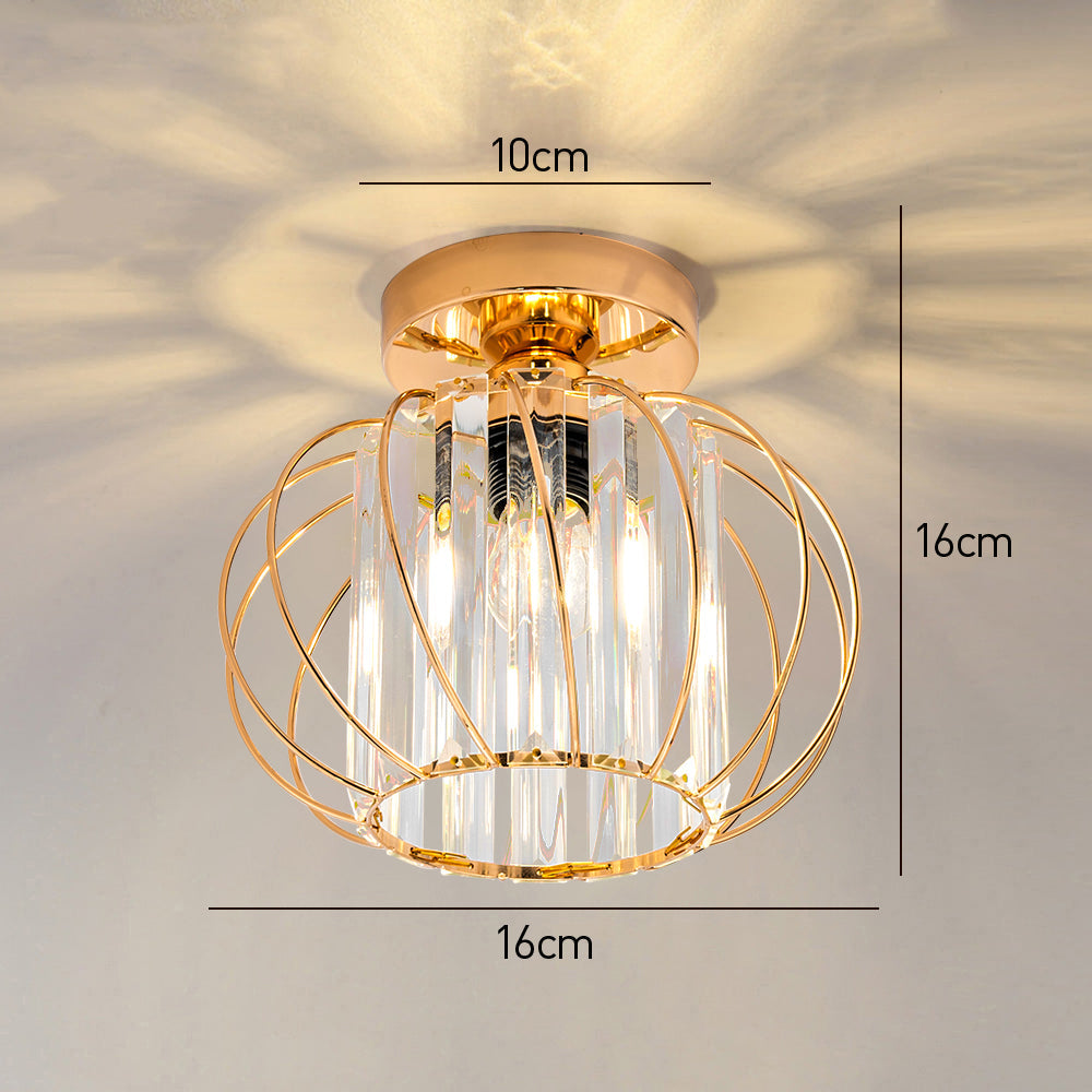 Modern Black Cage Ceiling Light | Iron Frame with Clear Glass Panels | E27 Bulb | Brick by Brick