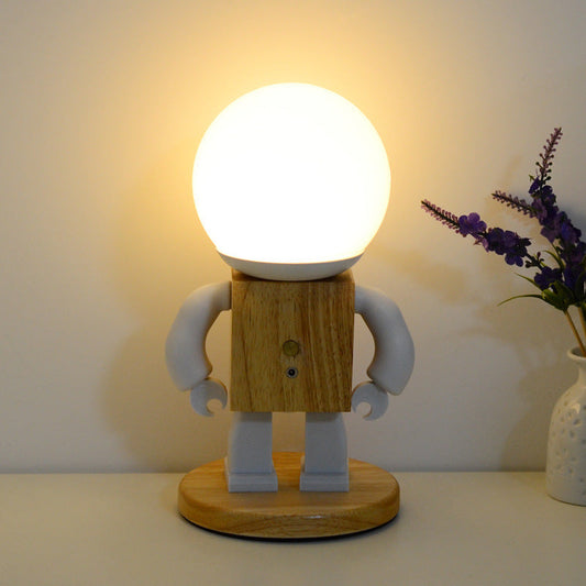 Nordic Wooden Robot Table Lamp | Whimsical Desk Light | 9.8 Bamboo & Wood | Energy-Efficient LED | Brick by Brick London 1