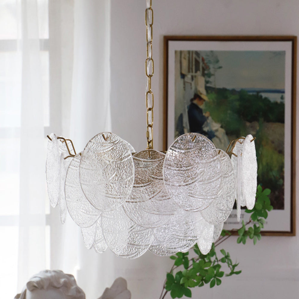 Gold Wavy Glass Chandelier | 16.5–19.7 x 15.7–19.7 inc | Modern Ceiling Light | Elegant Pendant | Brick by Brick