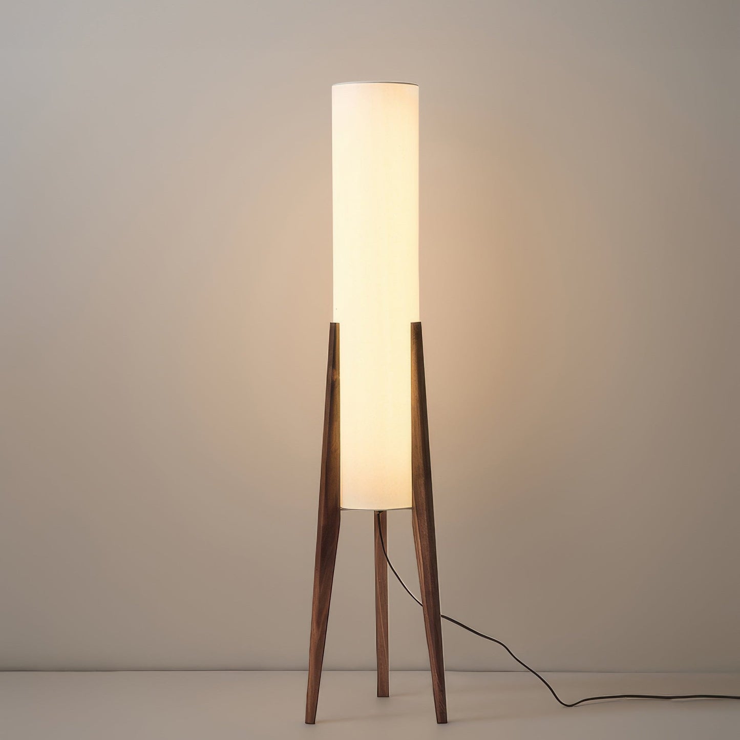 Walnut Floor Lamp | 10.2 x 49.9 in | Solid Wood Artistic Lamp | Scandinavian Design | LED E27 Socket | Brick by Brick