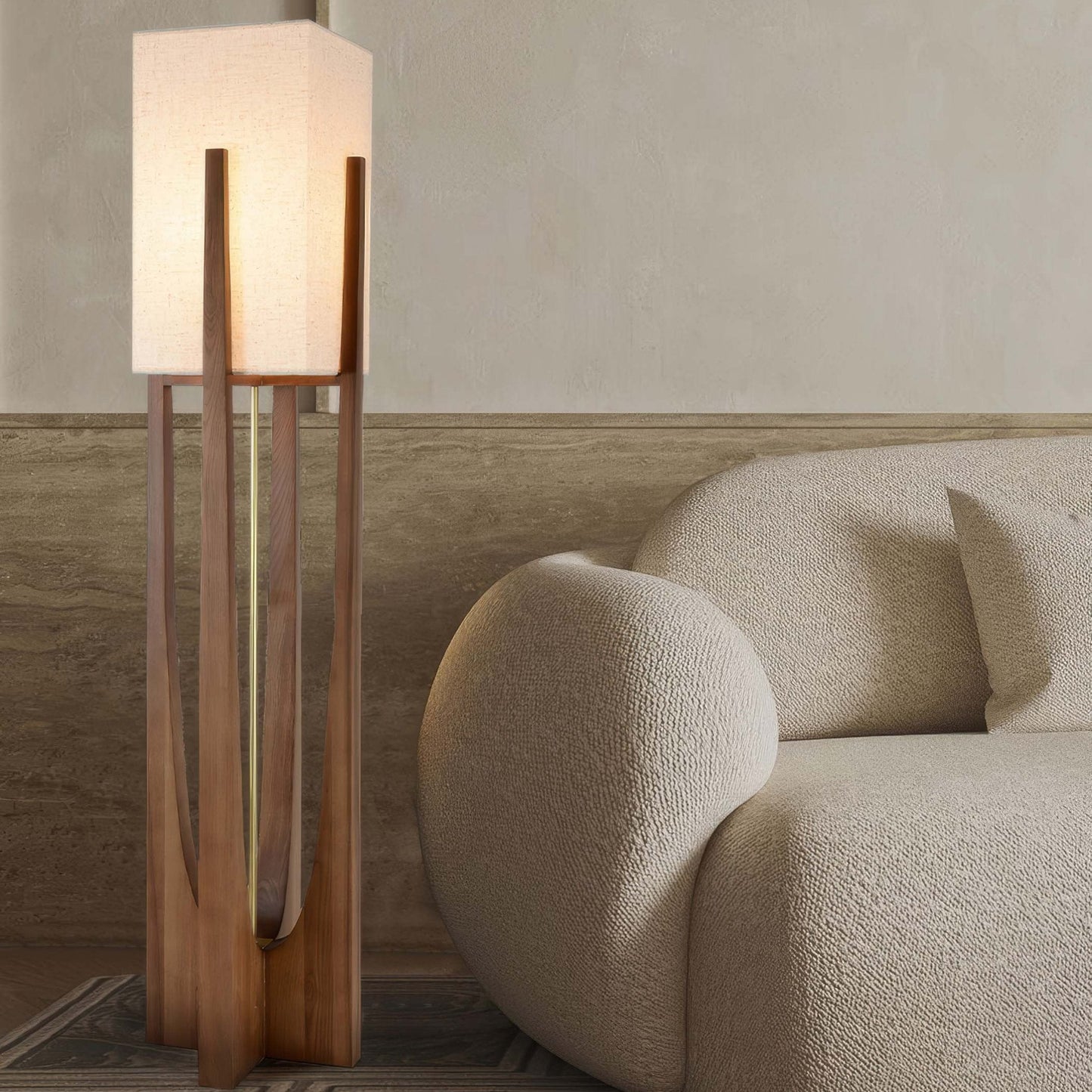 Japandi Walnut Floor Lamp | 9" x 20" or 9" x 32" | Minimalist Solid Wood | Japanese-Inspired Design | Brick by Brick