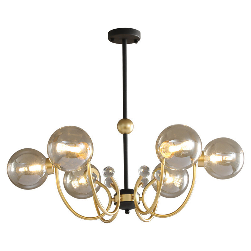 Modern Chrome Chandelier | Nordic Glass Ceiling Light | 25.6–37 x 29.5 in | Contemporary Home Lighting | Brick by Brick