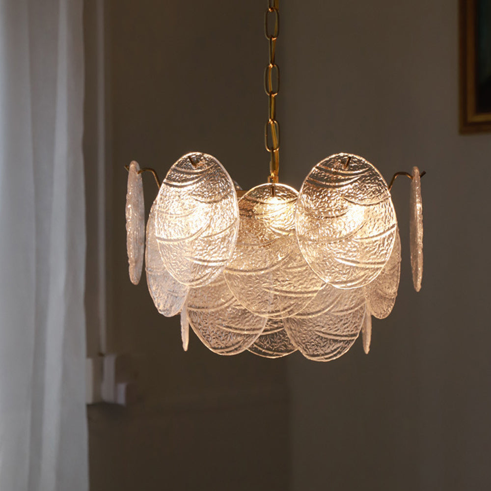 Gold Wavy Glass Chandelier | 16.5–19.7 x 15.7–19.7 inc | Modern Ceiling Light | Elegant Pendant | Brick by Brick