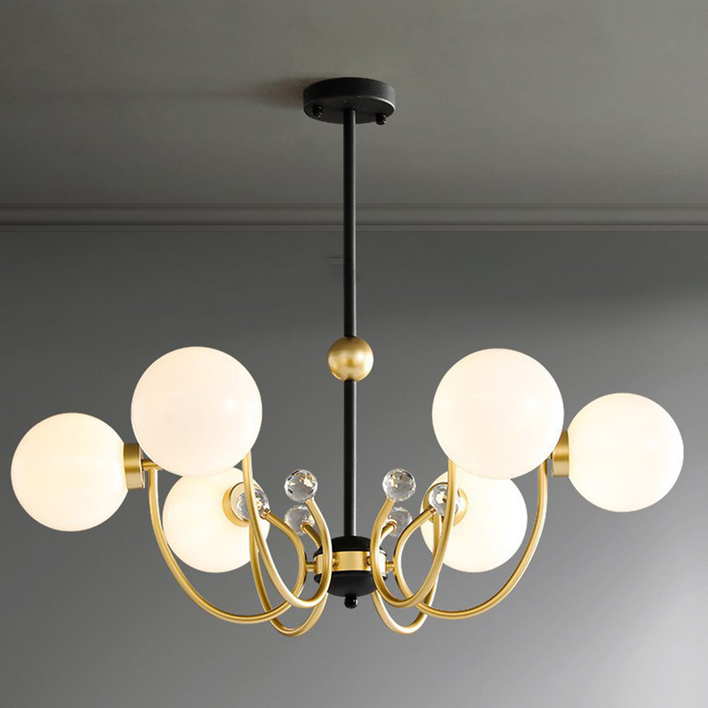 Modern Chrome Chandelier | Nordic Glass Ceiling Light | 25.6–37 x 29.5 in | Contemporary Home Lighting | Brick by Brick