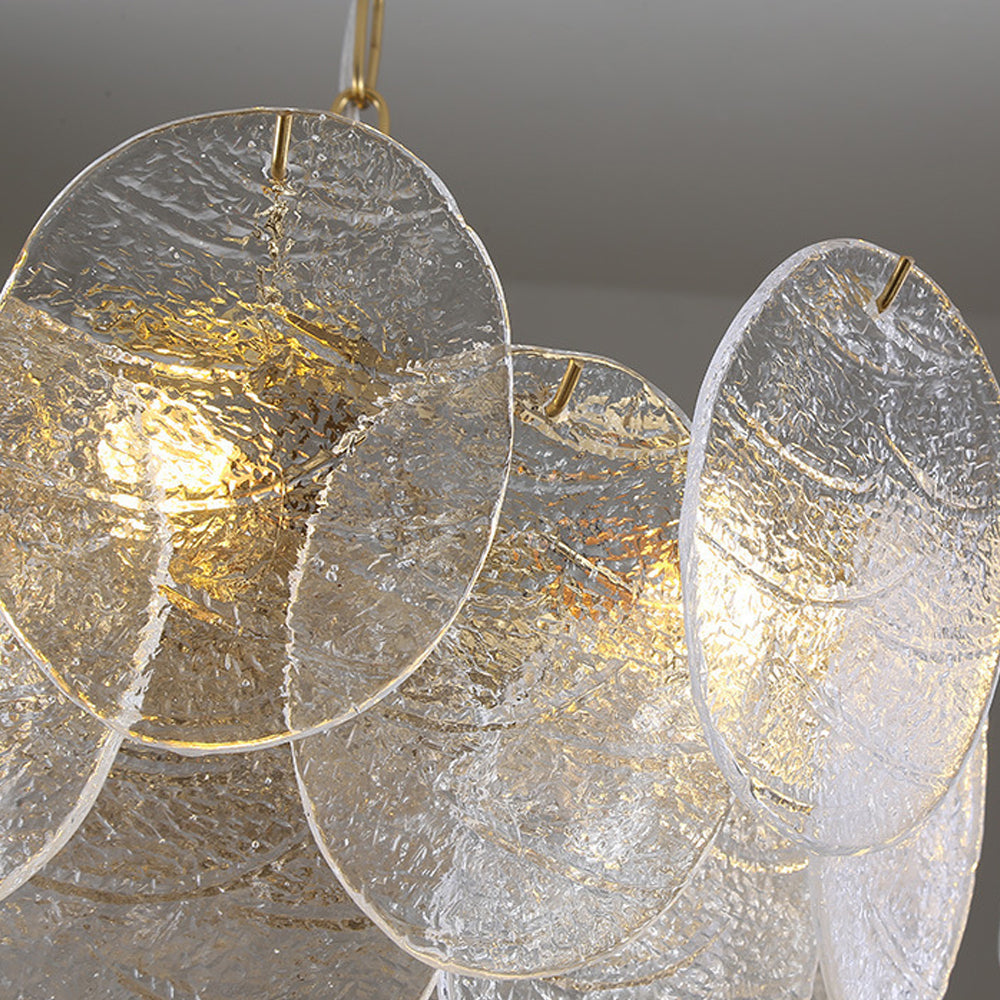 Gold Wavy Glass Chandelier | 16.5–19.7 x 15.7–19.7 inc | Modern Ceiling Light | Elegant Pendant | Brick by Brick