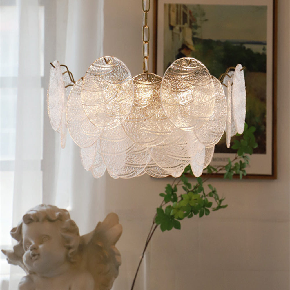 Gold Wavy Glass Chandelier | 16.5–19.7 x 15.7–19.7 inc | Modern Ceiling Light | Elegant Pendant | Brick by Brick