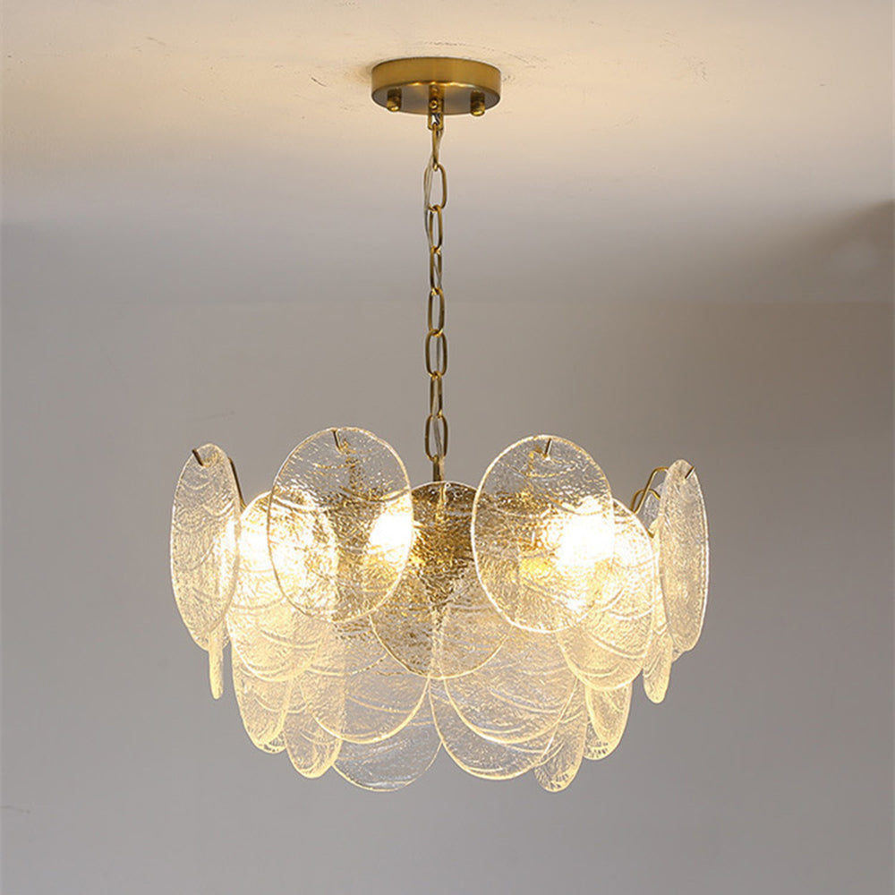 Gold Wavy Glass Chandelier | 16.5–19.7 x 15.7–19.7 inc | Modern Ceiling Light | Elegant Pendant | Brick by Brick
