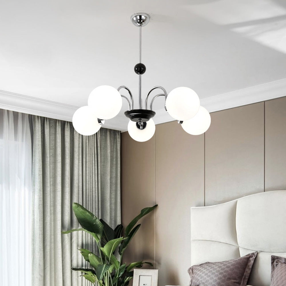 Modern Chrome Chandelier | Nordic Glass Ceiling Light | Contemporary Pendant Fixture | 220V–240V | Brick by Brick
