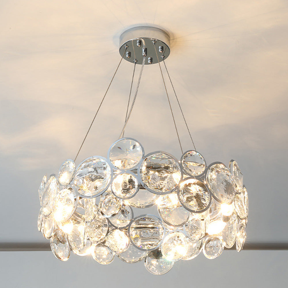 Crystal Chandelier | 22.8 in Modern Ceiling Light | Stainless Steel & Glass Artistic Lighting | Brick by Brick