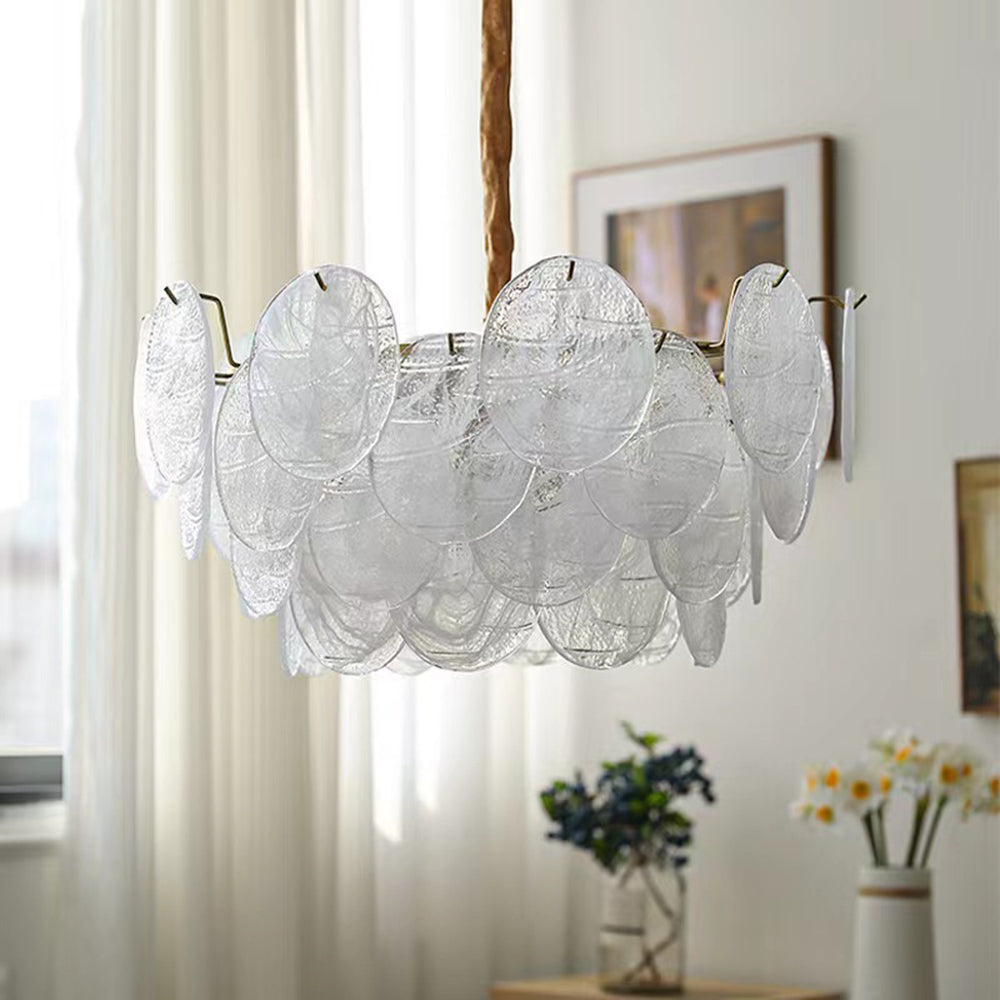 Gold Wavy Glass Chandelier | 16.5–19.7 x 15.7–19.7 inc | Modern Ceiling Light | Elegant Pendant | Brick by Brick