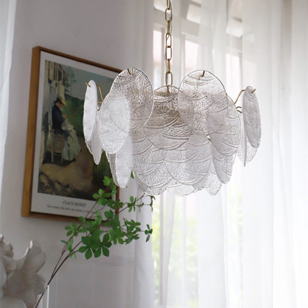 Gold Wavy Glass Chandelier | 16.5–19.7 x 15.7–19.7 inc | Modern Ceiling Light | Elegant Pendant | Brick by Brick