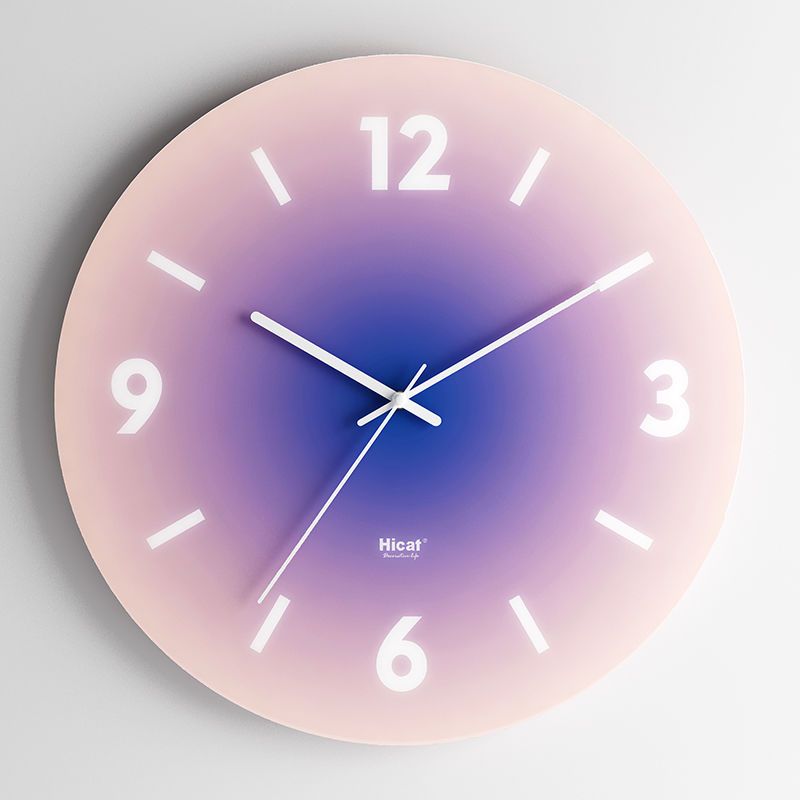 Modern Glass Wall Clock | 11.8 or 17.2 in | Sunset Gradient Design | Silent Contemporary Timepiece | Brick by Brick