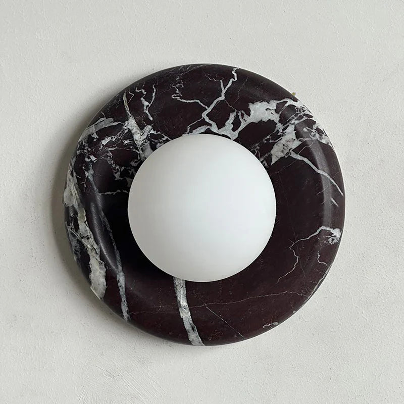 Round Marble Wall Lamp | 7.9 x 5.1 | Minimalist Design | Indoor LED Lighting | Brick by Brick