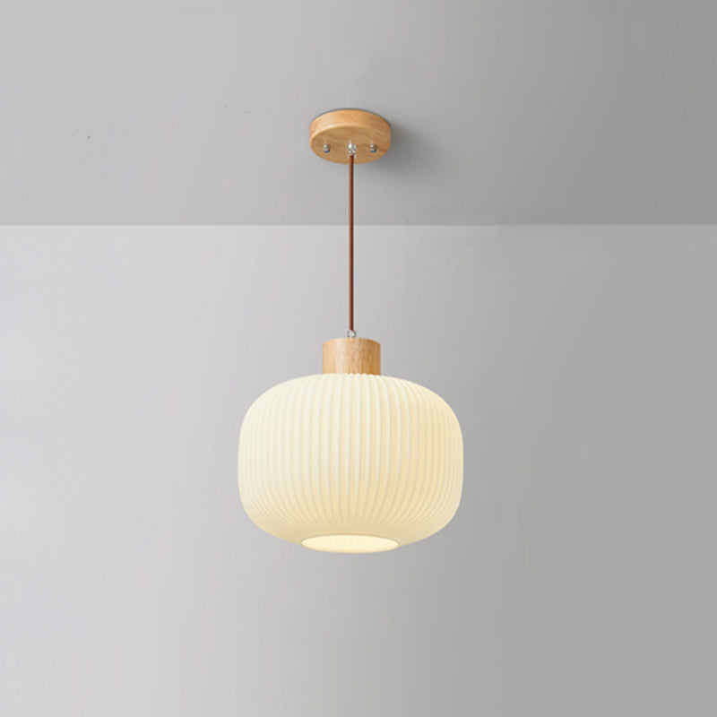 Wood & Glass Pendant Light | 7.9 in or 11.8 in | Modern Wood Glass Cylinder | Brick by Brick