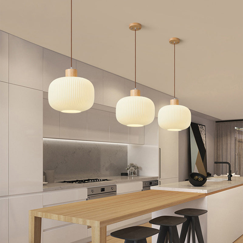 Wood & Glass Pendant Light | 7.9 in or 11.8 in | Modern Wood Glass Cylinder | Brick by Brick