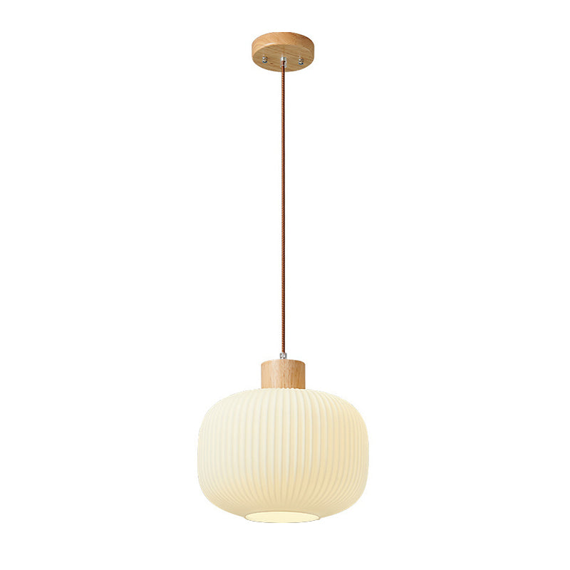 Wood & Glass Pendant Light | 7.9 in or 11.8 in | Modern Wood Glass Cylinder | Brick by Brick