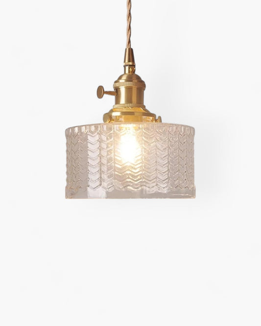 Vintage Glass Ceiling Pendant | Textured Glass & Brass | Warm 3000K Glow | Brick by Brick