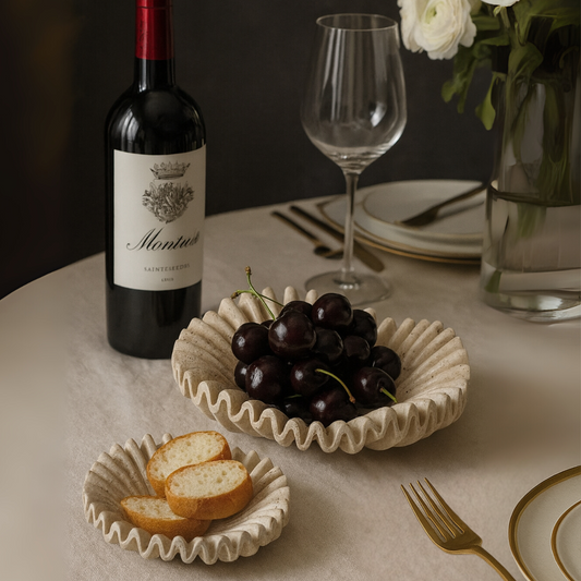 Rippled Travertine Tray | 11.8 × 3.5 in or 7.9 × 2.4 in | Natural Stone | Decorative & Serving | Brick by Brick