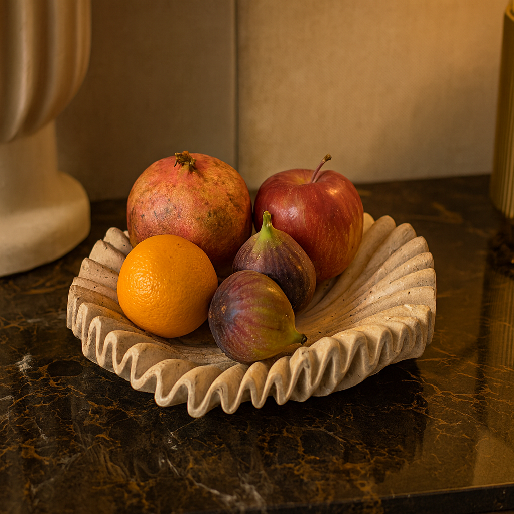 Rippled Travertine Tray | 11.8 × 3.5 in or 7.9 × 2.4 in | Natural Stone | Decorative & Serving | Brick by Brick