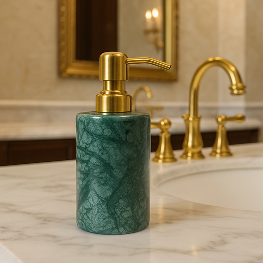 Emerald Vein Marble Soap Dispenser | 3.0 x 7.1 in | Solid Stone | Luxury Pump | Brick by Brick
