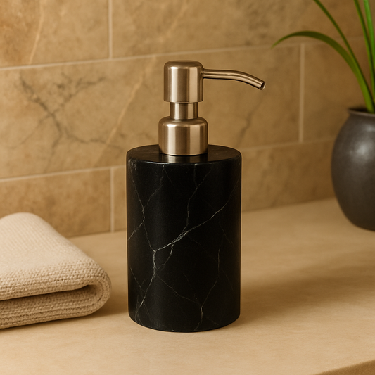 Luxury Marble Soap Dispenser | 2.8 in × 2.8 in × 7.1 in | Solid Natural Stone | Metal Pump | Brick by Brick