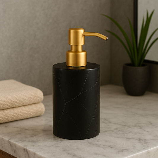 Luxury Marble Soap Dispenser | 2.8 in × 2.8 in × 7.1 in | Solid Natural Stone | Metal Pump | Brick by Brick