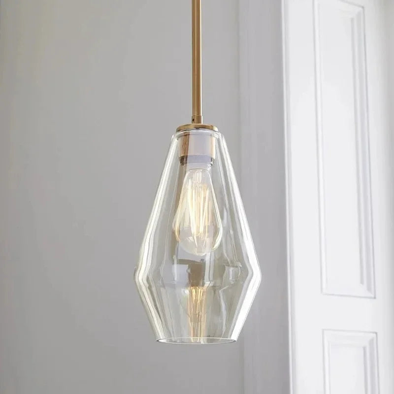 Amber Glass LED Chandelier | Modern Dimmable Pendant Light | Indoor Bedroom Living Room | Brick by Brick