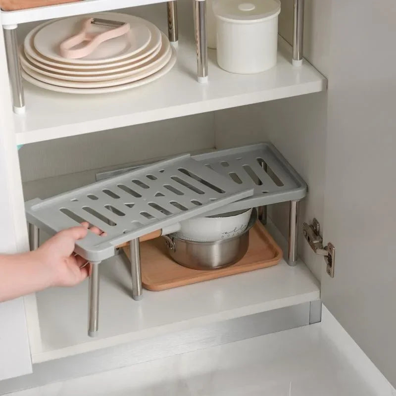Expandable Shelf Rack | 13.7 × 7 × 6.1 in | Telescopic Storage Rack | Retractable Storage Stand | Anti-Slip Base | Brick by Brick