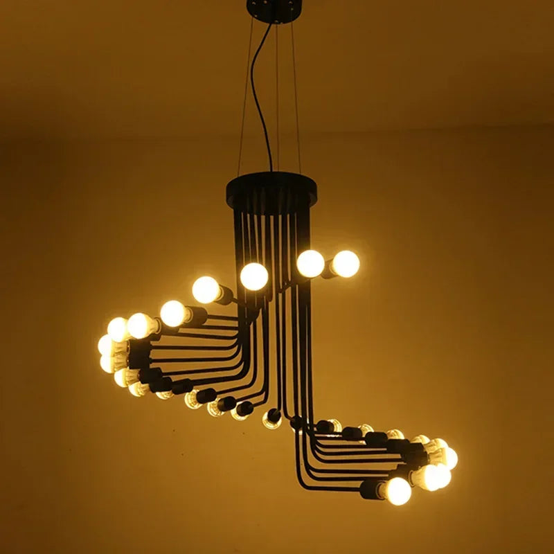 Nordic Spiral LED Chandelier | 16-26 heads | Black | Multi-Head Ceiling Pendant Light | Brick by Brick