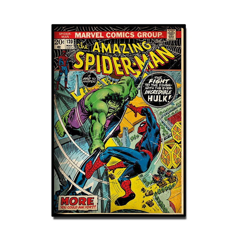 Spider-Man Canvas Wall Art | 5.1 - 21.7 in | Retro Marvel Superhero Poster | Unframed | Brick by Brick