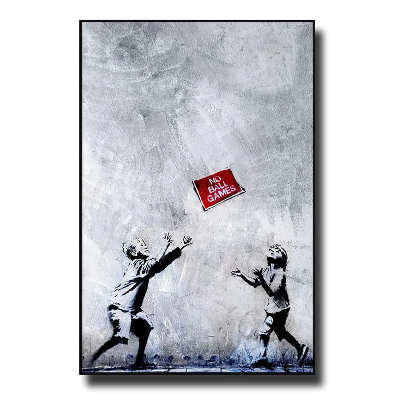 Street Graffiti Wall Art Canvas | 7.9 - 21.7 in | Banksy Girl with Balloon Poster | Modern Abstract Decor | Unframed | Brick by Brick
