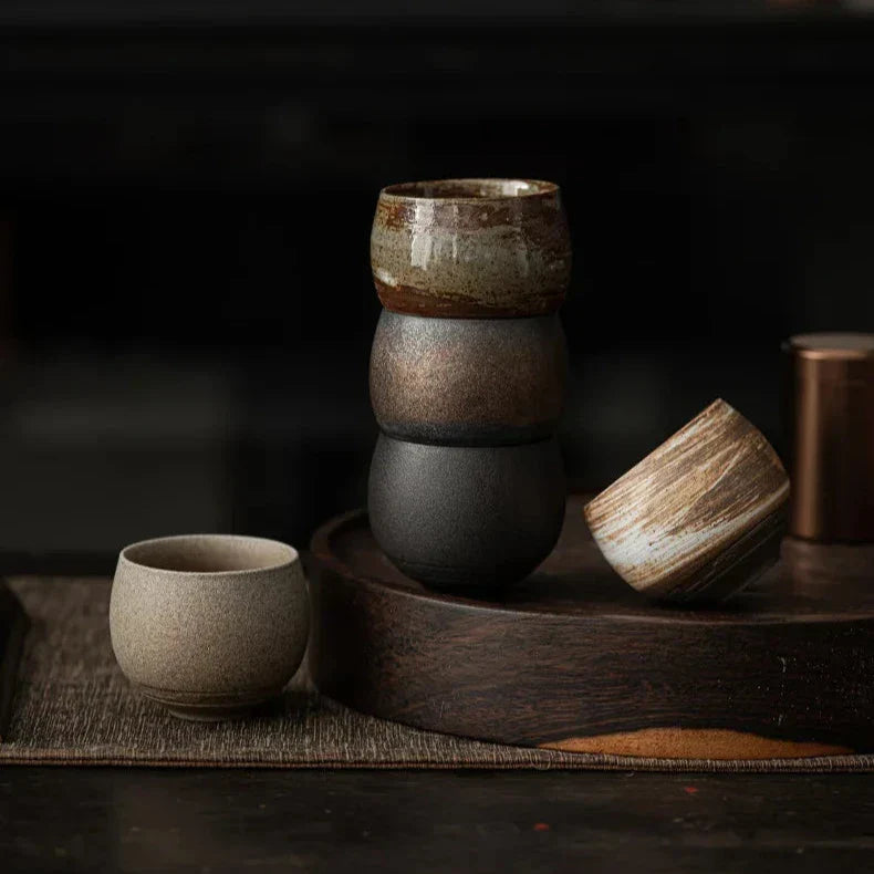 Rustic Ceramic Espresso Cups | 3oz Stoneware with Earth-Toned Glaze | Microwave & Dishwasher Safe